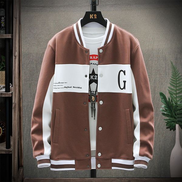 

new spring 2021 simple fashion matching baseball o-neck casual jacket hip hop tracksuit men brand coats dropshipping aho0, Black;brown