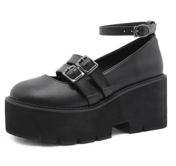 

dress shoes 2021 spring autumn casual high-heeled vintage girls thick heels platform pumps black size 42