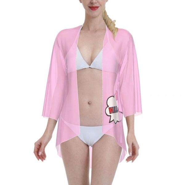 

women's swimwear 2021 women swimming wear kimono cardigan anime manga chibi costume hello cat 2 summer bathing suit blouse, White;black