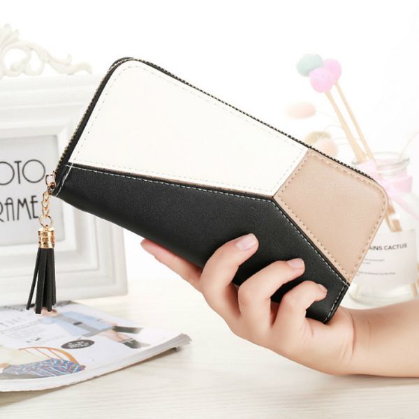 

new korean women long student dame rits high capacity handbag fashion matching phone tas wallet, Red;black