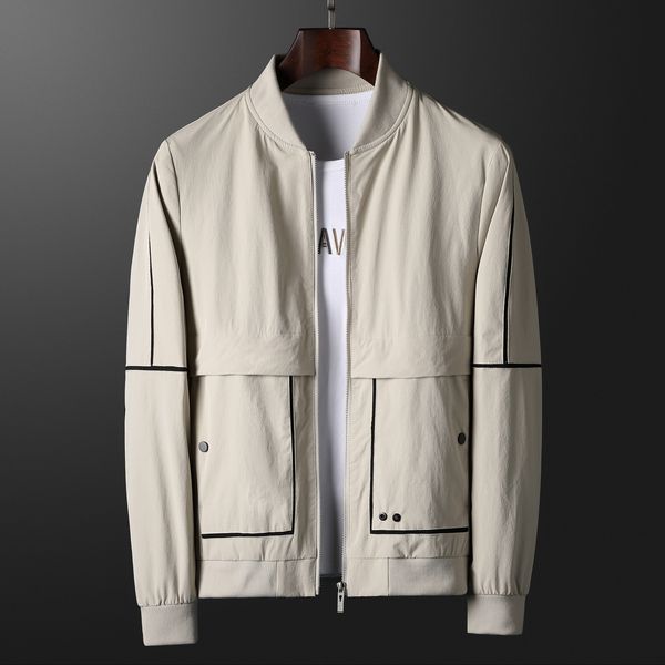 

2021 casual men new long-sleeved coat solid baseball collar male korean slim jacket 9ssd, Black;brown
