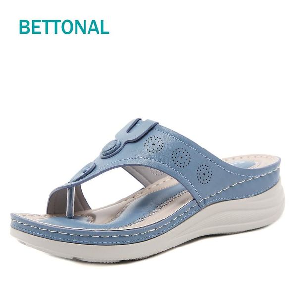 

bettonal 2021 summer wedge slippers women shoes flip flop comfortable soft big size 41 42 woman slides sandals ladies female, Black
