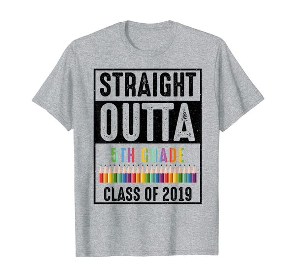 

straight outta 5th grade class of 2019 graduation shirt, White;black