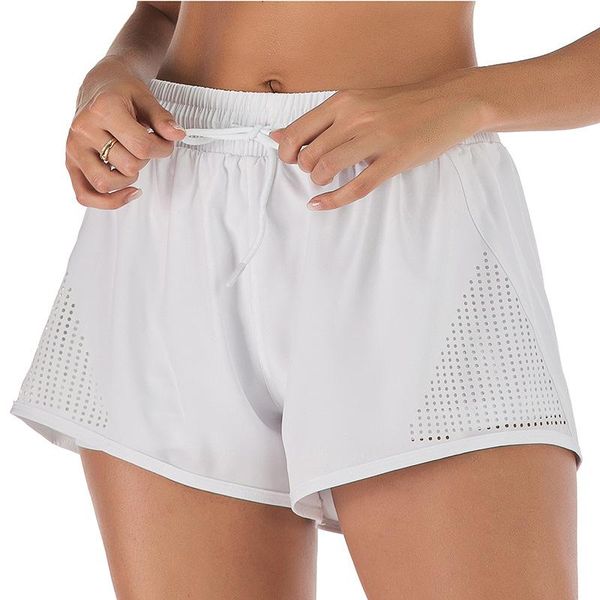 

women's shorts spring and summer sports women running anti-glare fake two pieces of fitness, White;black