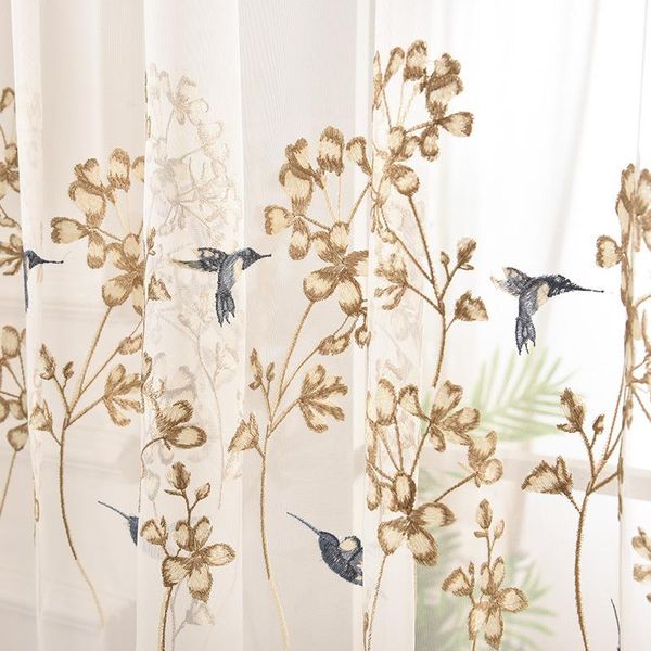 

curtain & drapes curtains for living room bird embroidered tulle chinese elegant swallow lace wave bottom balcony window tenda