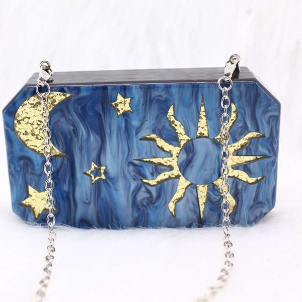 

acrylic wipe corner with stars and moon pattern cute handbag women's party clutch