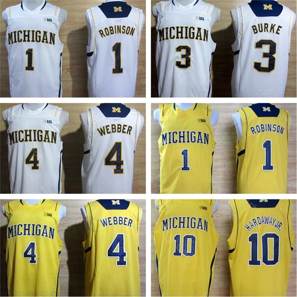 

college michigan wolverines tim hardaway jr 1 glenn robinson iii 3 trey burke chirs webber 41 glen rice basketball jerseys shirt, Black