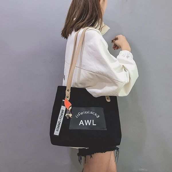 

evening bags ladies fashion canvas bag cute pendant reusable tote handbag large capacity leisure shopping travel beach shoulder for women