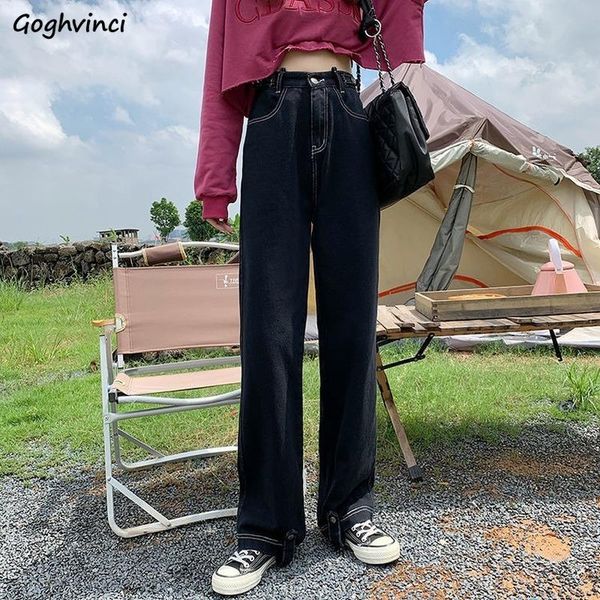 

women's jeans women patchwork button classic retro denim trousers womens straight preppy style solid chic ins stylish loose daily casua, Blue