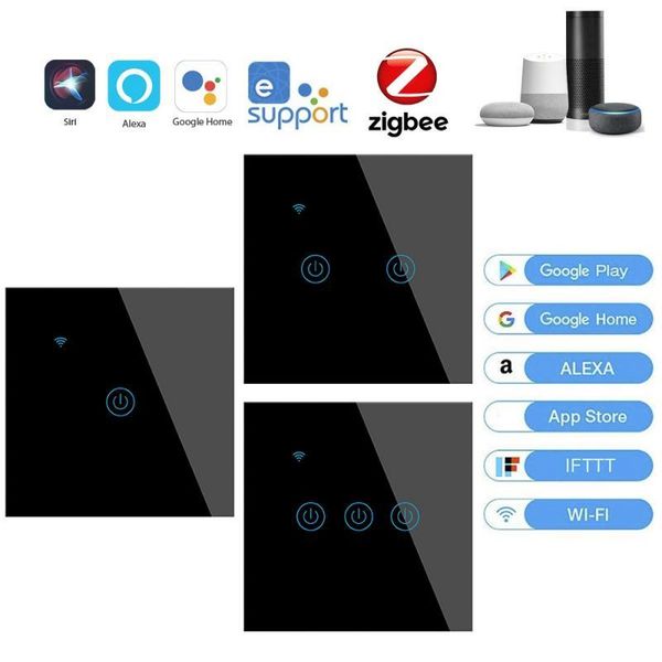 

smart home control 1/2/3/4 gang ewelink wifi touch switch ac100-250v eu remote wall panel for alexa google