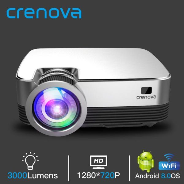 

crenova android video projector q6 1280*720p native resolution with android 8.0 wifi bluetooth home cinema movie beamer