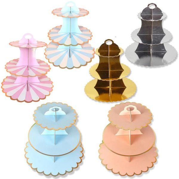 

other festive & party supplies 3-layer cupcake stand round cardboard holder foldable baby showers birthday wedding decor dessert table