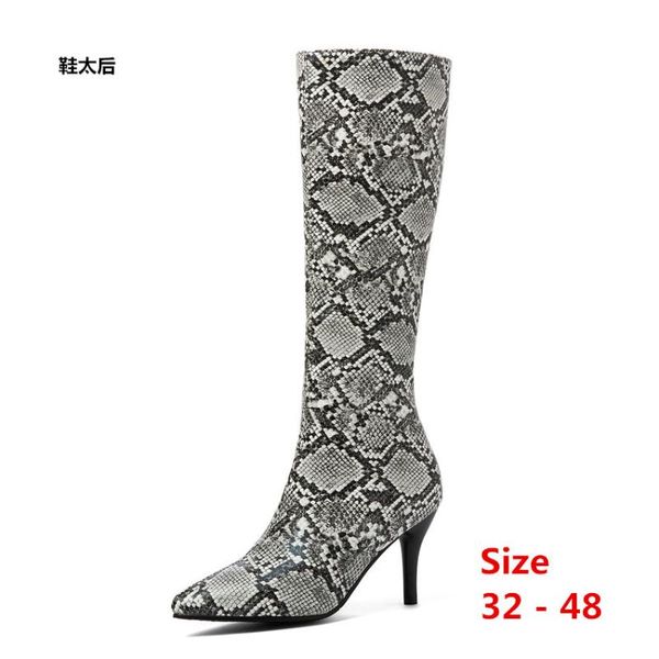 

boots high heel women knee heels autumn woman shoes winter long small big size 32 - 48, Black