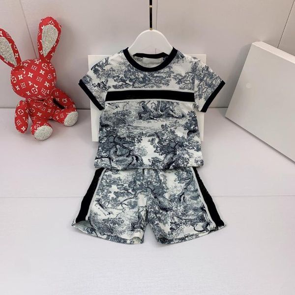 

clothing sets designer kids short sleeve t-shirt + shorts tie dyeing childrens suit brand girls cotton pink tees size 100-150, White