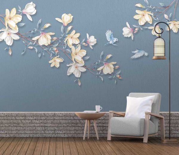 

wallpapers custom background wall magnolia flower bird bedroom living room mural wallpaper 3d for