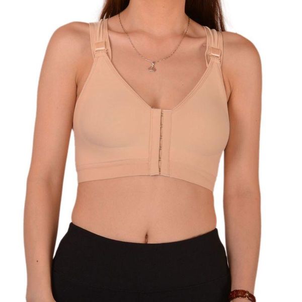 

yoga outfit q1ff women front closure sport bra adjustable strap racerback bralette