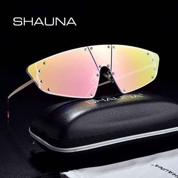 

sunglasses shauna fashion one piece women uv400 alloy frame mirror goggle shades men, White;black