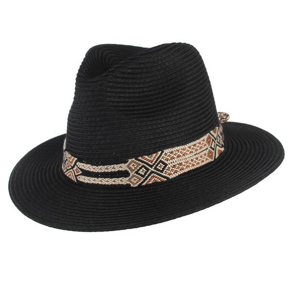 

wide brim hats fashion spring summer for men retro national style panama hat sun protection straw mens, Blue;gray