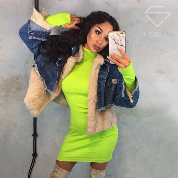 

casual dresses wjfzqm solid turtleneneck dress women bodycon ribbed pencil autumn long sleeve party club mini wrap, Black;gray