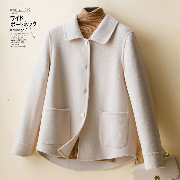 

2021 thick jacket 100% merino wool autumn winter coats ladies the new fashion cardigan warm overcoat women long sleeve 0jdc, Black