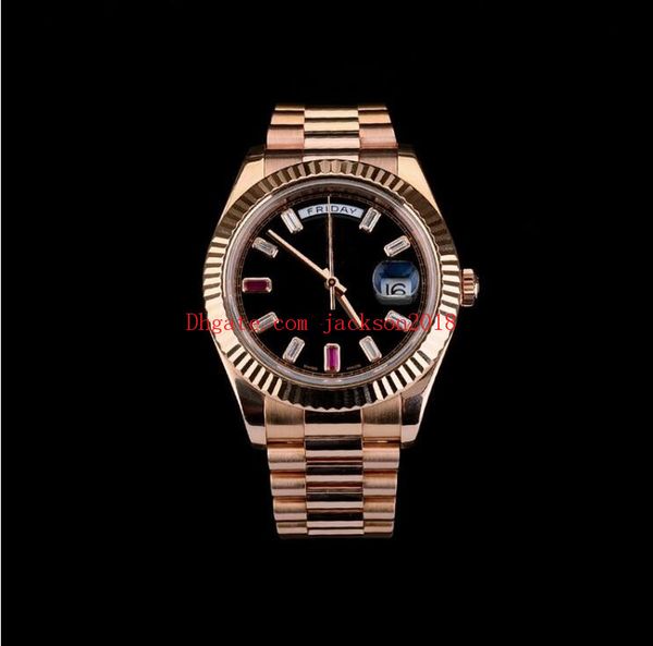 

original box men's watches calendar 218235 41mm mechanical automatic diamond dial rose gold stainless steel bracelet luxury wristwatche, Slivery;brown