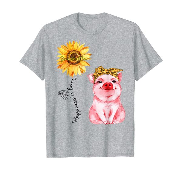 

happiness is being grandmother - cute pig sunflower gifts t-shirt, White;black