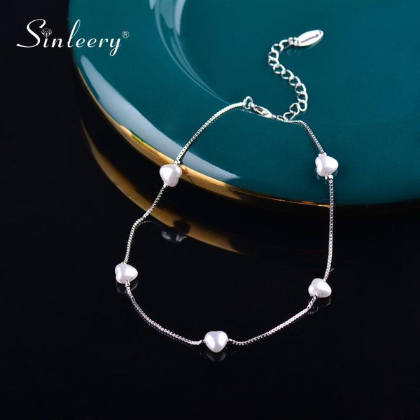 

anklets sinleery boho heart pearl anklet adjustable beach accessories gold silver color footwear for women summer jewelry 2021 jl005 ssk, Red;blue