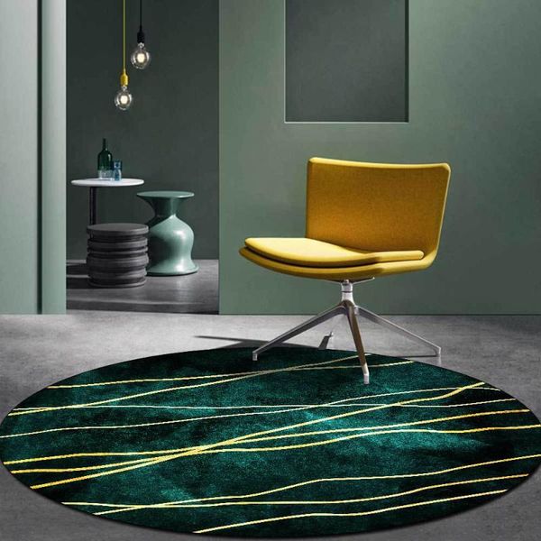 

carpets fashion abstract atmosphere emerald dark green gold living room bedroom bed rug round large carpet floor mat decor home