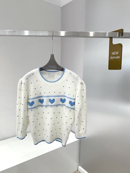 

temperament love white blue contrast wool versatile jacket