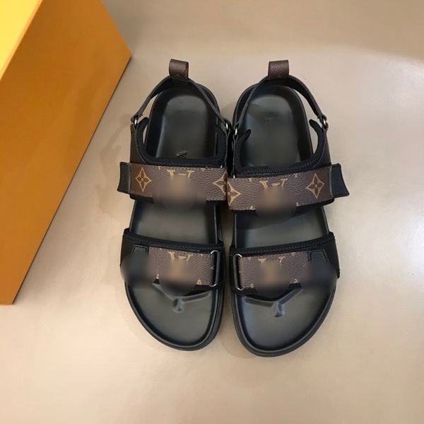 

men sandals non slip black brown fashion luxury flat leather mens casual sandal