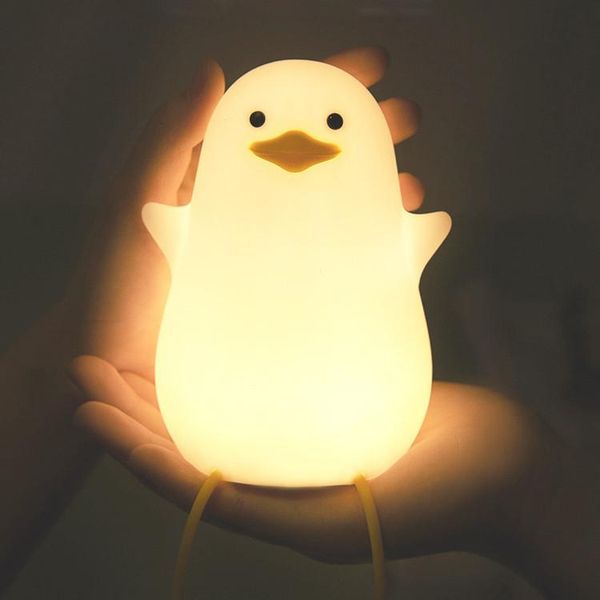 

night lights led children light for kids soft silicone usb rechargeable bedroom decor gift animal seagull touch induction lamp