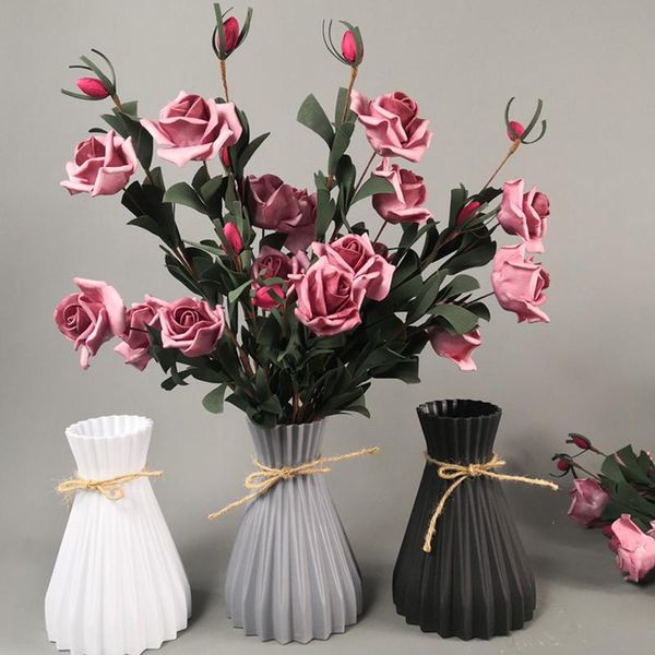 

vases european plastic anti-ceramic flower vase wedding decorations rattan-like unbreakable basket arrangement home decro