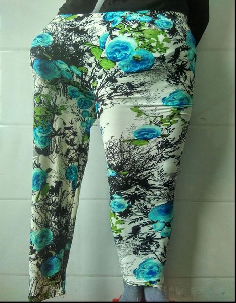 

lady  size leggings floral lip and heart elephant printed leggings for women large size plaid star legging pants, Black