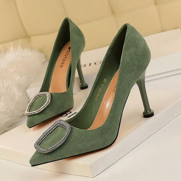 

dress shoes bigtree high heels crystal pointed extreme stiletto flock women rhinestone pumps, Black