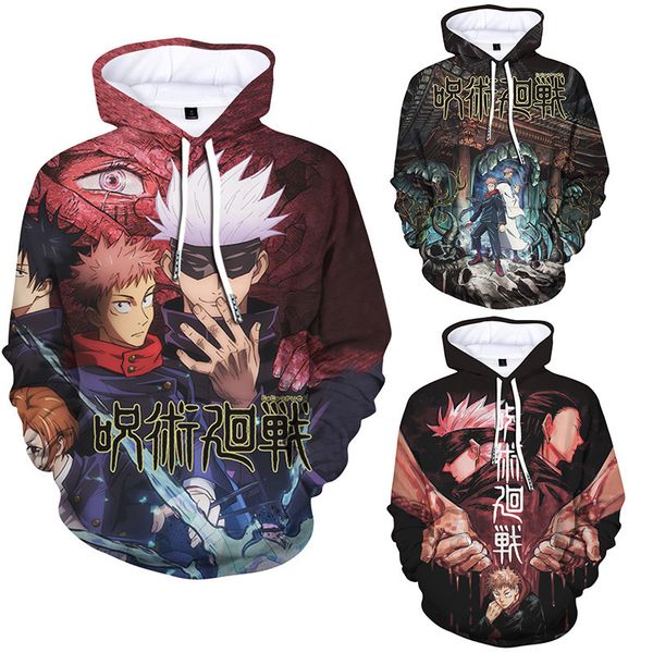 

2021 spring and autumn men's new anime day mantra battle back 3d digital printing pullover hoodie, Black
