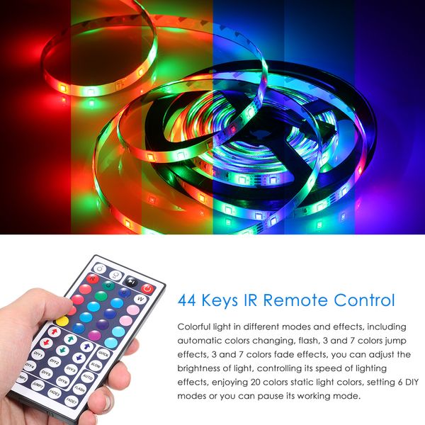 

2021 new metros 48 10 w levou 600 led rgb strip light with remote control keys ir 44 cuttable 20 static colors in change/6 diy modes 6f3o