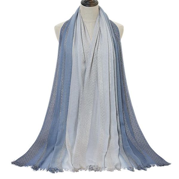 

scarves 2021 arrival gradient glitter hijabs shawls large size cotton scarf fashion muslim head wraps mufflers turbans 1pc retail, Blue;gray
