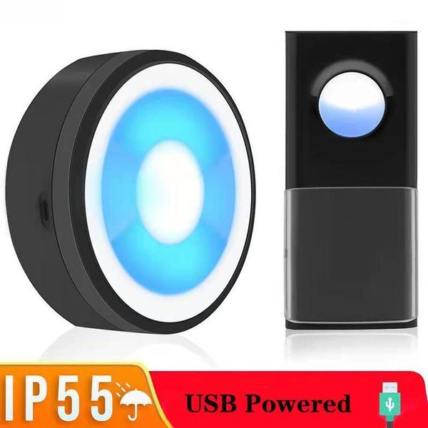 

wireless doorbell led light usb power waterproof doorbells1