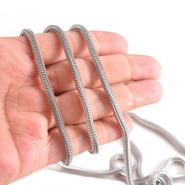 

chains wholesale 1 meter/lot 4mm hip hop stainless steel round mesh chain for diy necklace bracelet women men jewelry, Silver