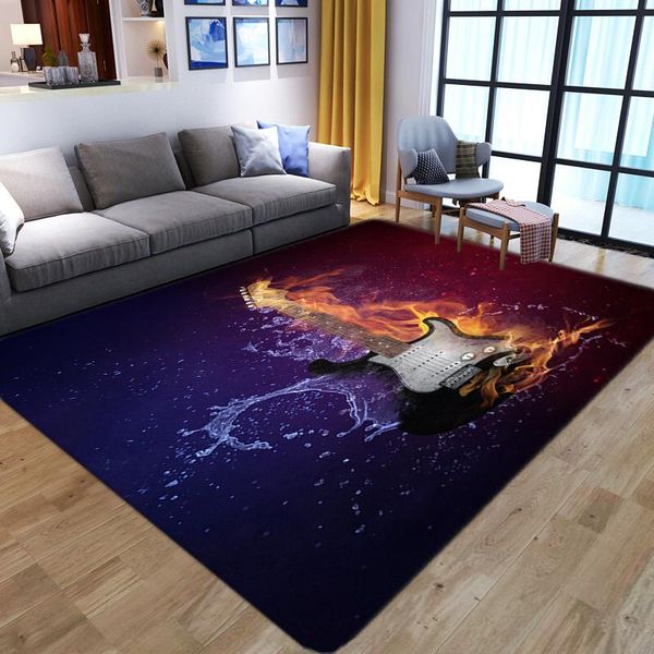 

carpets classic 3d colour flame guitar pattern child bedroom bedside sofa non-slip area rugs soft flannel living room floor mats