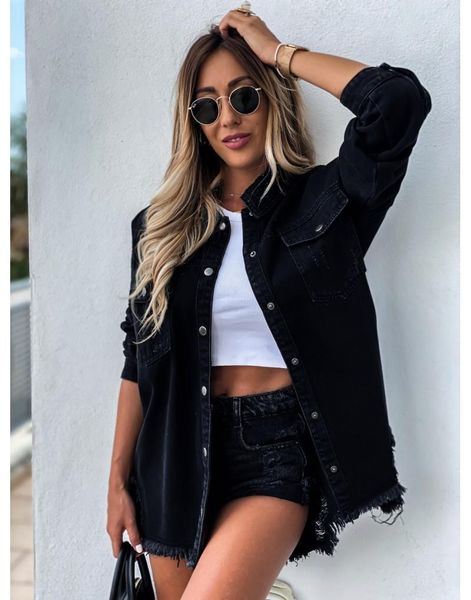 

women's jackets fnoce autumn winer denim coat street fashion casual solid long sleeve hole cardigan loose j j3ys, Black;brown