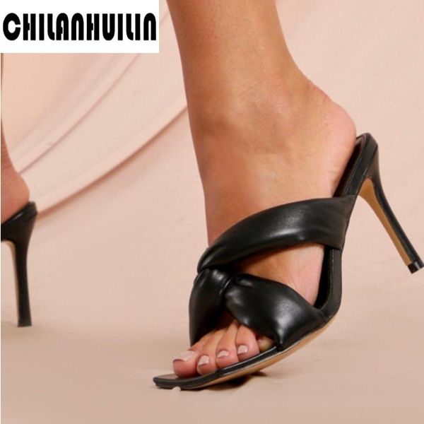 

2021 summer cross-strap embellished high heels stiletto open toe women sandals party wedding fashion shoes woman slippers, Black