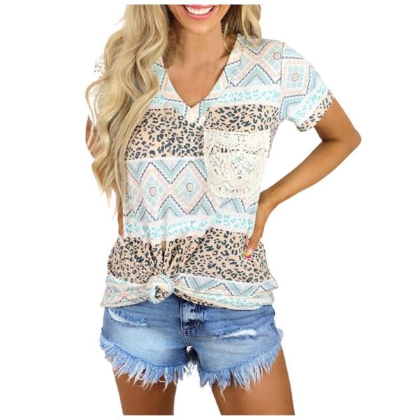 

women's t-shirt summer fashion shirt abstract print leopard graphic splicing t women base v-neck tees harajuku funny girls tee #t3g, White