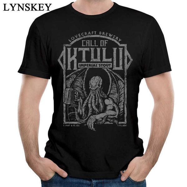 

call of cthulhu t shirt ocs beer t-shirt men summer clothes monster tees black vintage tshirt cotton streetwear 210629, White;black