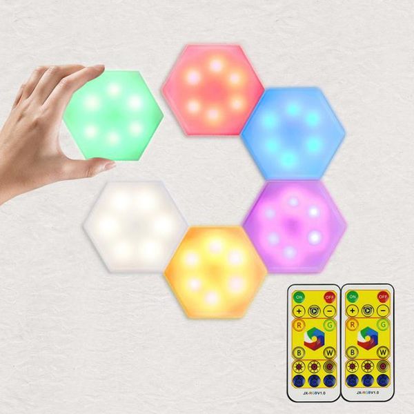 

yoyoluo diy led touch wall lamp remote control night light removable hexagonal dimmable timing reading light for home decor