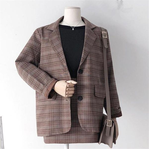 

plaid skirts suits girls female vintage autumn elegant women's sets (separate) women two piece outfits 2 piece outfits for women, Gray