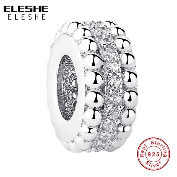 Eleeshe 100% 925 Стерлинговые серебряные бусины шарм, блестящие разные бусины Pave Crystal CZ Подходит для оригинальных браслетов женщин DIY ювелирные изделия Q0531