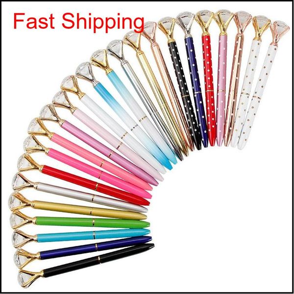 

creative crystal glass kawaii ballpoint pen big gem ball pen with large diamond 11 colors fashion school office supplies 362 o5aom enjny, Blue;orange