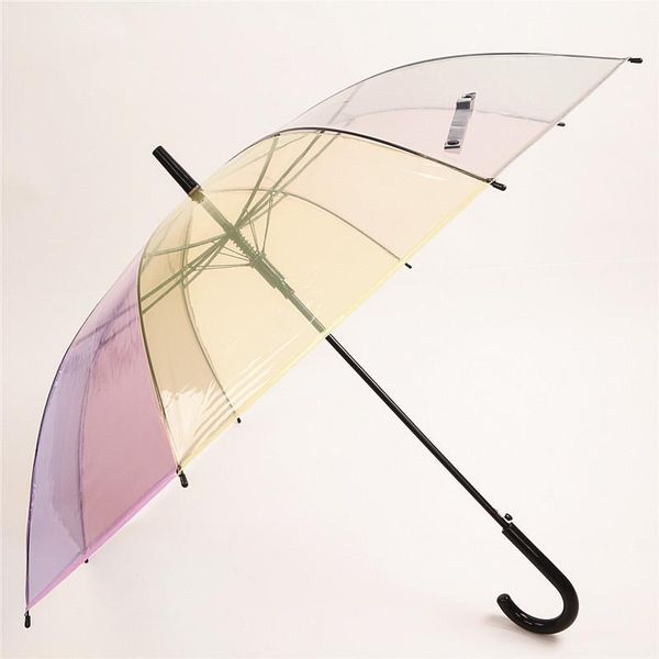 

umbrellas japanese creative umbrella transparent rainbow long handle girl gift automatic parasolka household products df50ys