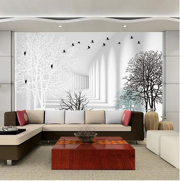 

wallpapers custom wallpaper 3d three-dimensional extension space murals minimalist living room abstract wood tv background wall